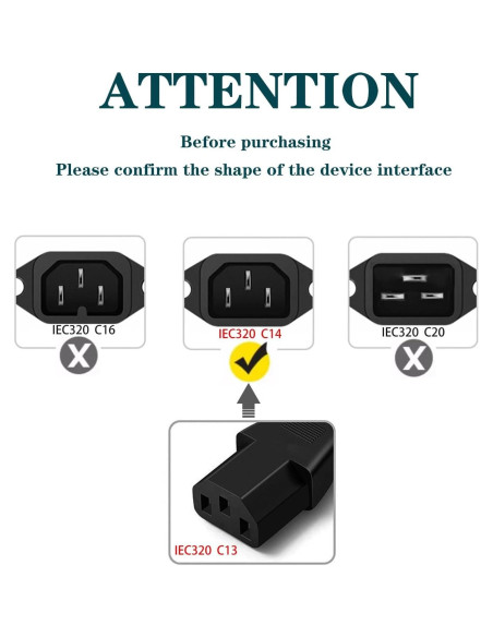 Cable de Alimentación 3 Pines 0.91m UNIMOSON para Altavoces ION