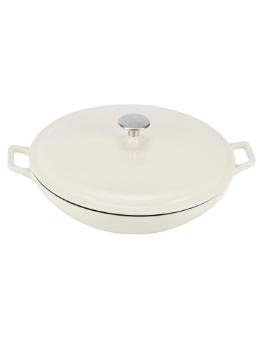 Cacerola redonda de hierro fundido Amazon Basics 3.12L blanca