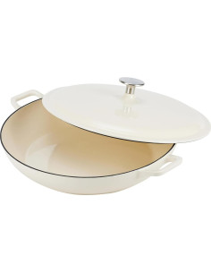 Cacerola redonda de hierro fundido Amazon Basics 3.12L blanca 2