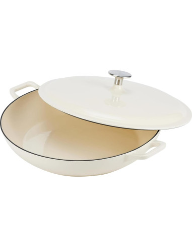 Cacerola redonda de hierro fundido Amazon Basics 3.12L blanca