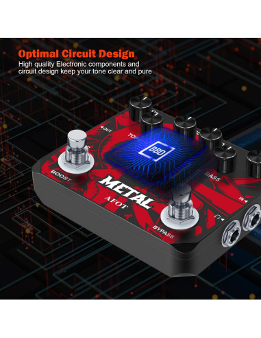 Pedal de Distorsión VSN Heavy Metal para Guitarra - True Bypass