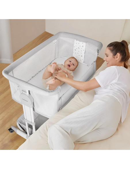 Cuna Mecedora Cowiewie 360 Ajustable 7 Alturas con Ruedas