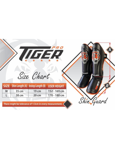 Protectores de Espinillas Tiger Pro MMA Muay Thai Unisex Mediano