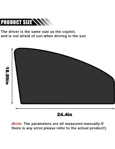 Cortinas Solares JOYCOURT para Ventanas Laterales de Coche 62x48cm