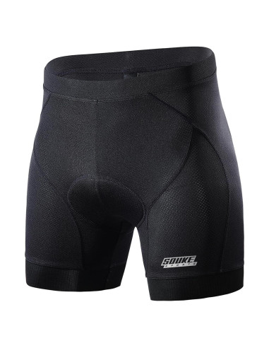 Pantalones Cortos de Ciclismo Souke Sports Hombre 4D Negro