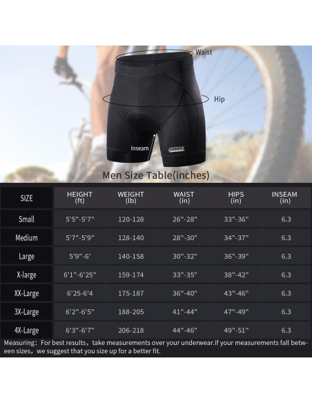 Pantalones Cortos de Ciclismo Souke Sports Hombre 4D Negro