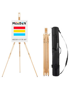 Caballete de Pintura MEEDEN de Campo con Trípode y Funda - Madera de Haya, Soporta Lienzos de hasta 86.36 cm