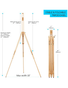 Caballete de Pintura MEEDEN de Campo con Trípode y Funda - Madera de Haya, Soporta Lienzos de hasta 86.36 cm 2