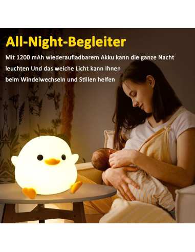 Luz Nocturna Pato OkiyiD Recargable Táctil 20cm