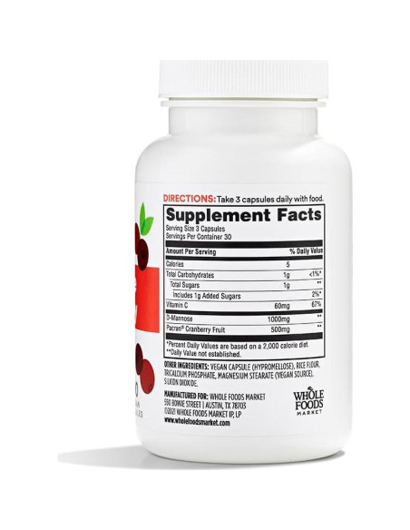 D-Mannosa con Arándano 365 Whole Foods 90 Cápsulas