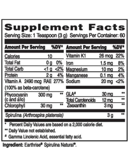 Polvo de Espirulina Earthrise 180g - Superalimento Natural