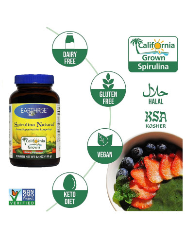 Polvo de Espirulina Earthrise 180g - Superalimento Natural