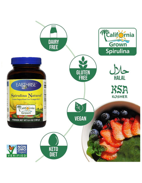 Polvo de Espirulina Earthrise 180g - Superalimento Natural