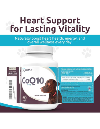 Suplemento K9 Select CoQ10 para Perros 30mg - 90 Geles Blandos