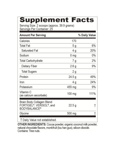 Polvo de Péptidos de Colágeno Brain Body 997g - Chocolate Natural