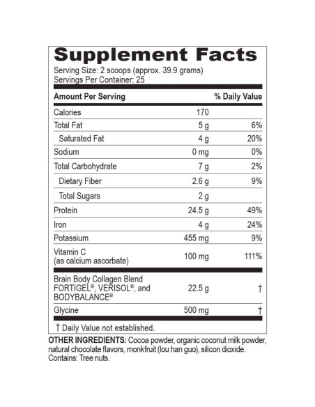 Polvo de Péptidos de Colágeno Brain Body 997g - Chocolate Natural