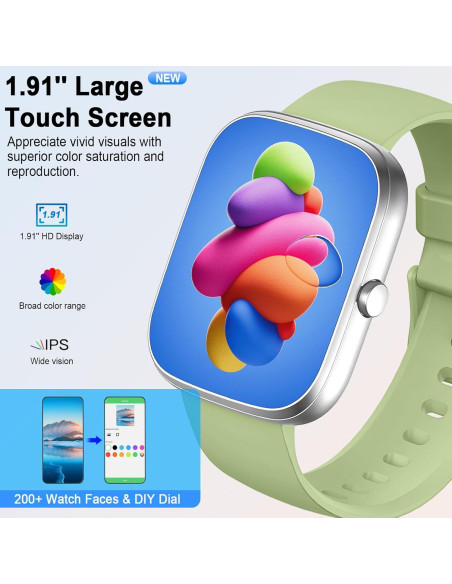 Reloj Inteligente UAUE T60 1.91" HD Resistente al Agua