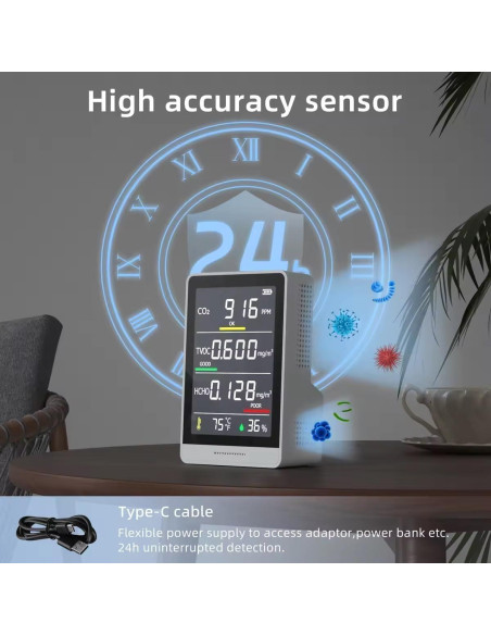 Monitor de Calidad del Aire PinoTec AK3 5-en-1 CO2 Temperatura