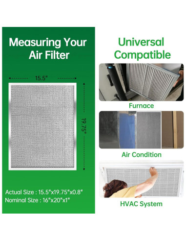 Filtro de Aire Electroestático MAXTBEE 16x20x1 Reutilizable MERV 8