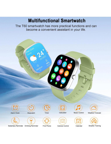 Reloj Inteligente UAUE T60 1.91" HD Resistente al Agua