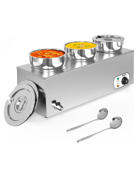 Calentador de Sopa ROVSUN 22QT Eléctrico 1200W 3 Ollas