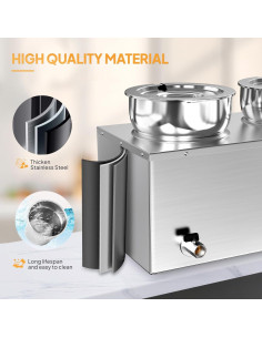 Calentador de Sopa ROVSUN 22QT Eléctrico 1200W 3 Ollas 2