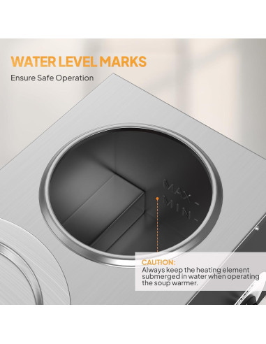 Calentador de Sopa ROVSUN 22QT Eléctrico 1200W 3 Ollas