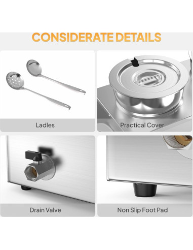 Calentador de Sopa ROVSUN 22QT Eléctrico 1200W 3 Ollas