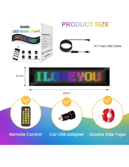 Ojos LED Asmila para Parabrisas de Camión 60x12 cm Multicolor