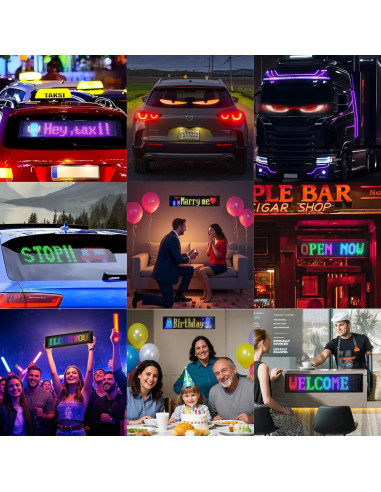 Ojos LED Asmila para Parabrisas de Camión 60x12 cm Multicolor