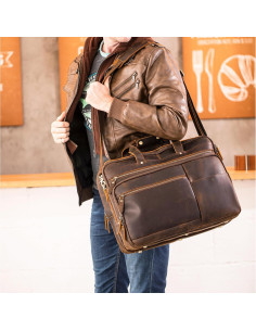 Maletín de Cuero Italiano POLARE 18" para Laptop 17.3" 2