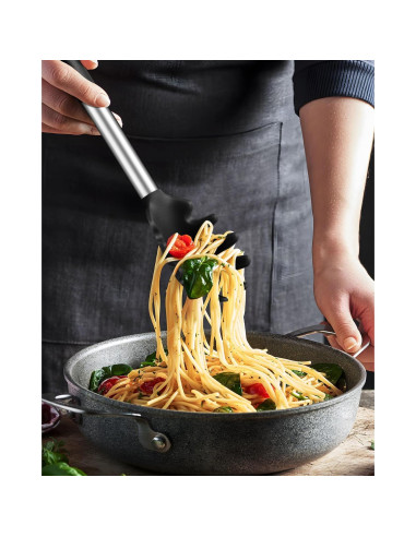 Cuchara y Pinzas para Pasta DaiRen Kitchen Silicona Negra