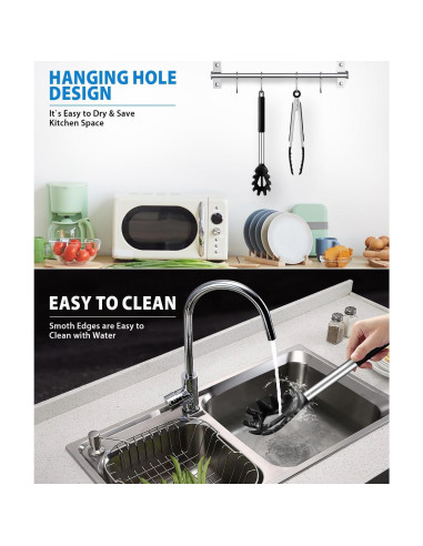 Cuchara y Pinzas para Pasta DaiRen Kitchen Silicona Negra