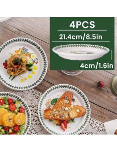 Juego de 4 Platos de Cerámica KXZ 21.6 cm Floral Microondas 2