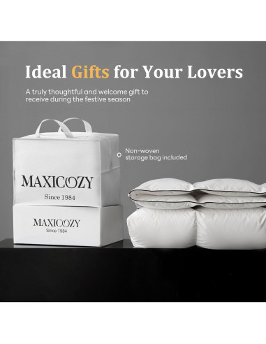 Edredón de Plumas MAXICOZY King Blanco, Suave y Transpirable