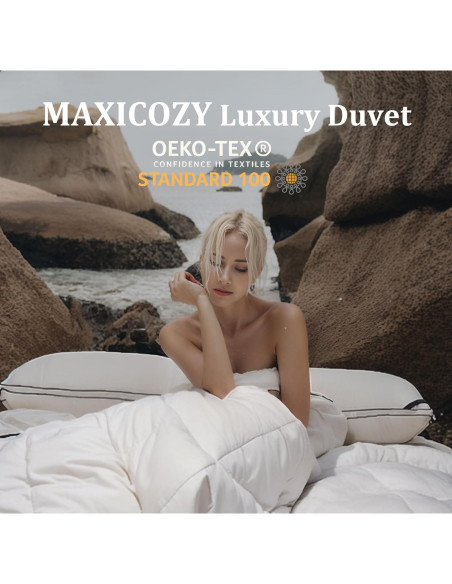 Edredón de Plumas MAXICOZY King Blanco, Suave y Transpirable