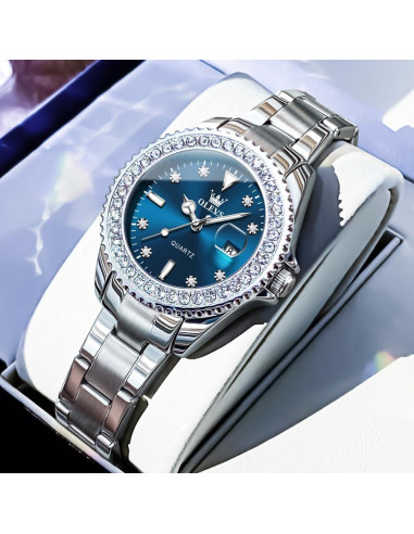 Reloj de Pulsera OLEVS para Mujeres con Diamante Verde 3ATM