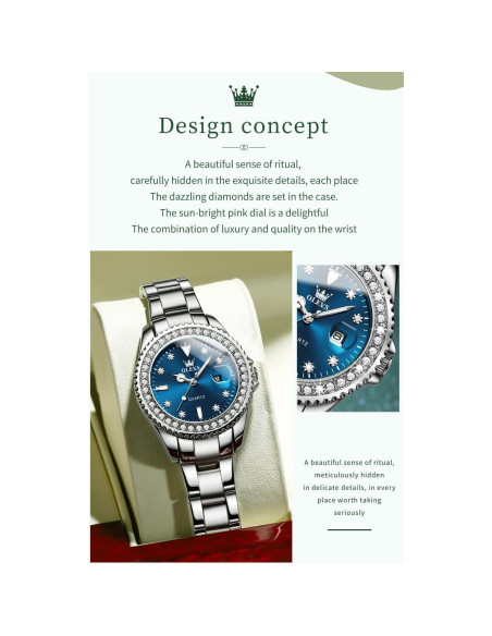 Reloj de Pulsera OLEVS para Mujeres con Diamante Verde 3ATM
