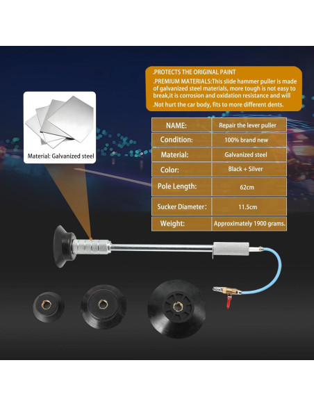 Extractor de Abolladuras Neumático EODSAD Kit 3 Piezas 1.36kg