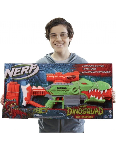 Blaster Nerf DinoSquad Rex-Rampage Motorizado 20 Dardos