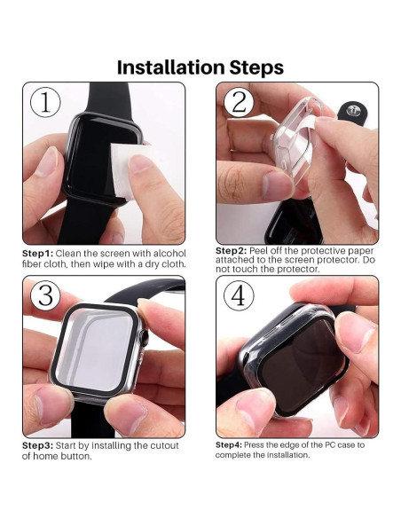 Carcasa Dura HANKN para Apple Watch 44mm - Protector Vidrio Templado