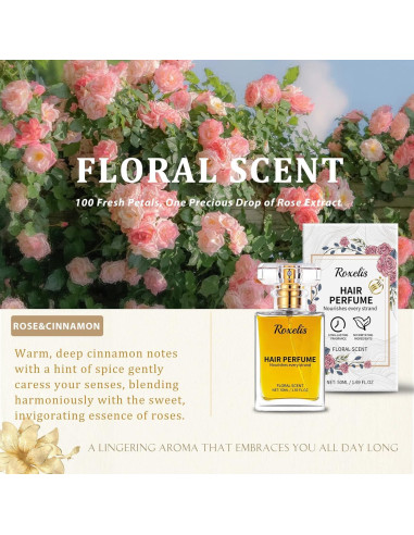 Bruma para Cabello Hidratante Floral 1.7 oz - Notas de Rosa y Canela