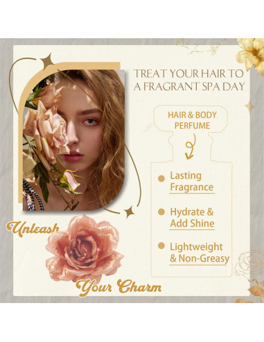 Bruma para Cabello Hidratante Floral 1.7 oz - Notas de Rosa y Canela