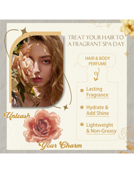 Bruma para Cabello Hidratante Floral 1.7 oz - Notas de Rosa y Canela