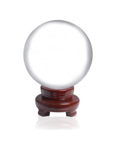 Bola de Cristal Clara 100mm LONGWIN con Soporte de Madera