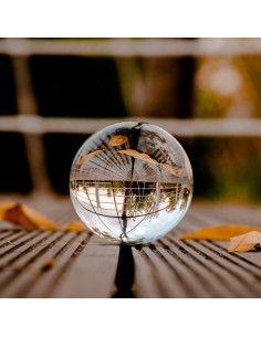 Bola de Cristal Clara 100mm LONGWIN con Soporte de Madera 2