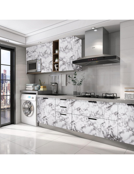 Papel Tapiz Autoadhesivo Caltero Mármol Negro Blanco 60.96x199.39 cm