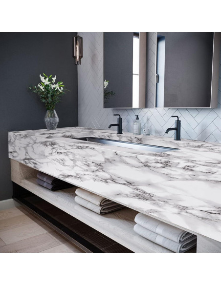 Papel Tapiz Autoadhesivo Caltero Mármol Negro Blanco 60.96x199.39 cm