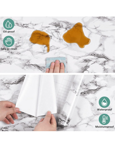 Papel Tapiz Autoadhesivo Caltero Mármol Negro Blanco 60.96x199.39 cm