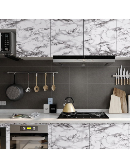 Papel Tapiz Autoadhesivo Caltero Mármol Negro Blanco 60.96x199.39 cm